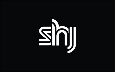 SHJ Creative Unique Modern Letter Logo Design. Stylized logo featuring a unique letter design, presenting abstract minimalist aesthetics and modern appeal.