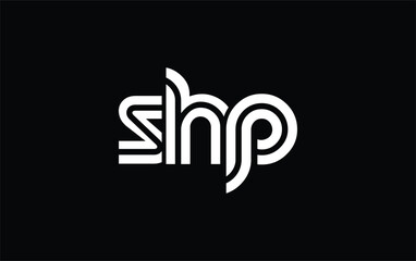 SHP Creative Unique Modern Letter Logo Design. Stylized logo featuring a unique letter design, presenting abstract minimalist aesthetics and modern appeal.