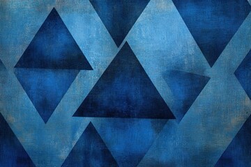 Abstract Geometric Background with Blue Triangle and Diamond Shapes in Monochromatic Palette