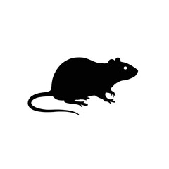 Silhouette of the rat isolated on transparent background, png image 
