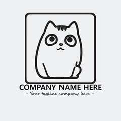 Cat character illustration black and white for logo company vector image
