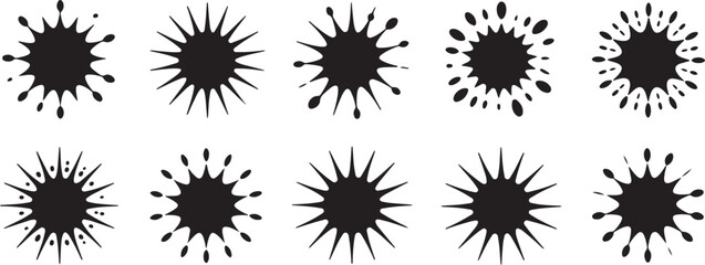  Vector Illustrations of Ink Spills and Starburst Shapes in Different Styles
