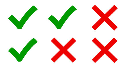 Green checkmarks and red crosses simple right wrong symbols bold graphic design clear visual