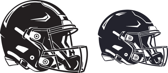  Vector Illustrations of American Football Helmets in Two Different Styles