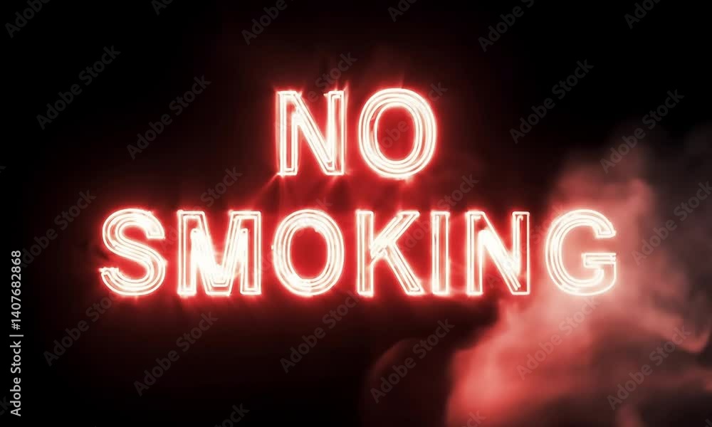 Poster red no smoking text with glowing neon line style and bold typography made with generative ai technol