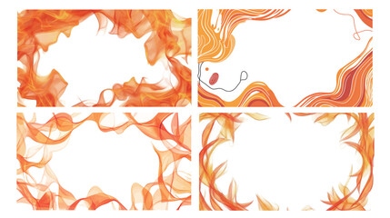 Obraz premium Vector graphic design of an orange hot fire frame border, featuring vibrant and intense flames creating a bold and fiery border. Ideal for projects related to heat, fire, energy, and dynamic visuals, 