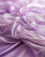 Obraz premium Abstract macro of sheer pastel lavender fabric with soft sunlight — romantic Spring/Summer 2025 sheer trend texture