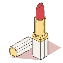red lipstick isolated on white background