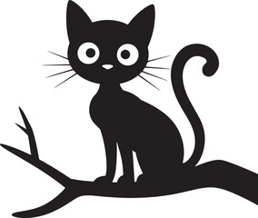 Halloween Concept Cat Vector Silhouette