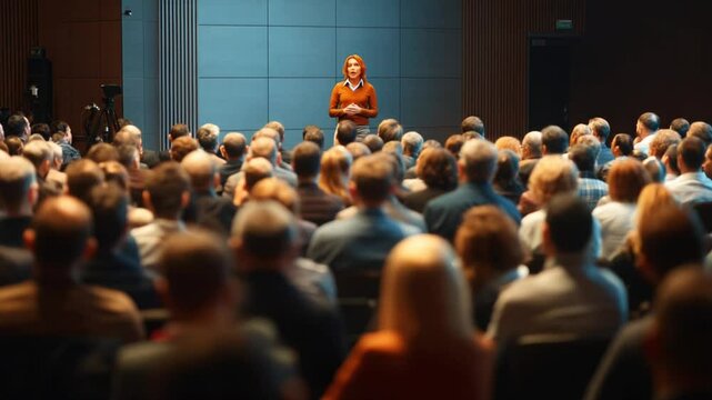 Business Seminar Featuring a Speaker Addressing an Engaged Audience Generative AI