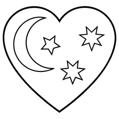 Starry Night Heart Minimal Line Art