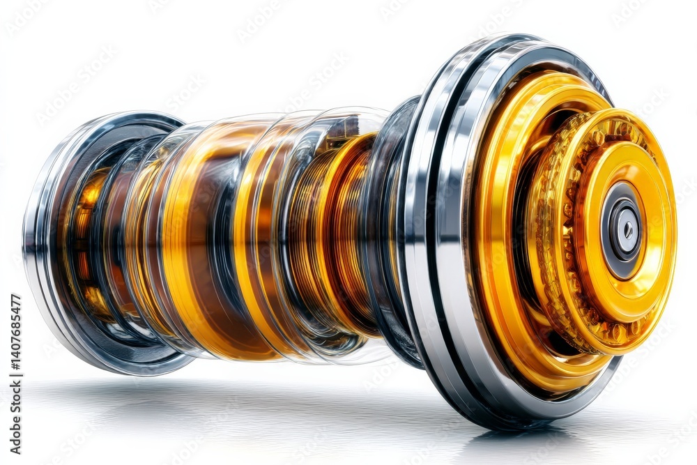 Poster innovative design of a futuristic mechanical component showcasing advanced engineering features and 