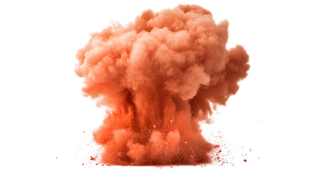 Vibrant Coral Red Smoke Cloud on White Background - Professional Smoke Effect