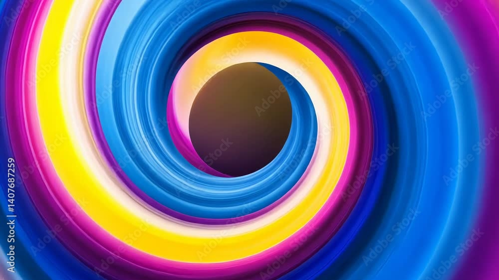 Poster vivid abstract tunnel with swirling colors and soft illumination in motion.