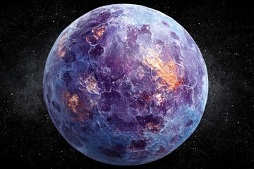 Exoplanet with vivid colors and unique texture captured in deep space