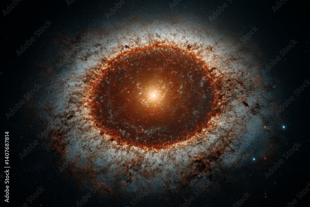 Poster stunning view of a cosmic nebula at the center of a galaxy, showcasing vibrant colors and intricate 