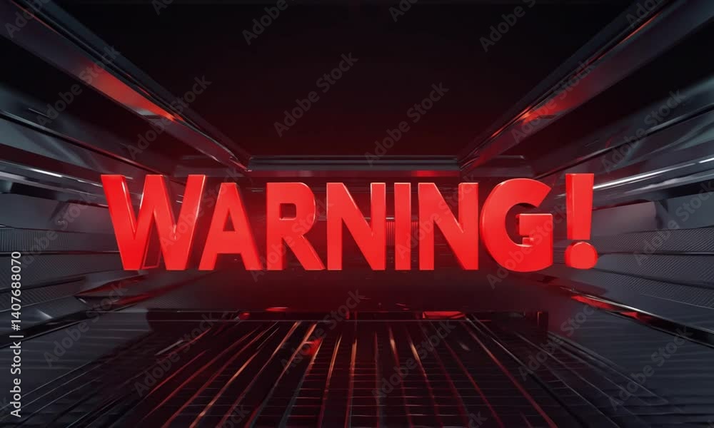 Poster warning text displayed in bold digital font with modern visual style made with generative ai technol