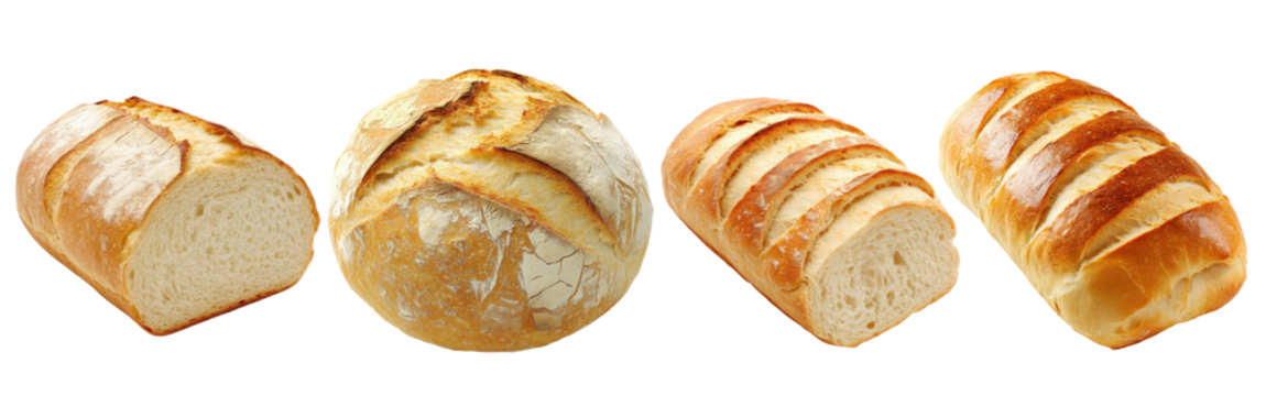 Freshly Baked Rustic Sourdough Loaf on Transparent Background