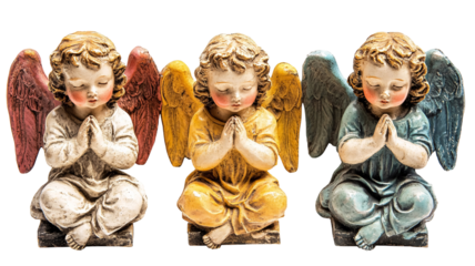Angels Figurines for Christian Symbolism - Isolated on White Background