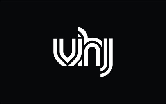 VHJ Creative Unique Modern Letter Logo Design. Stylized logo featuring a unique letter design, presenting abstract minimalist aesthetics and modern appeal.