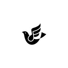 bird logo with wings melody key tone in flat design