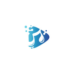 media play logo with combination of musical notes in flat design
