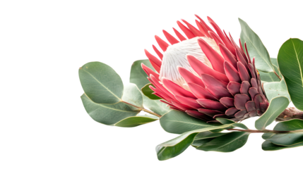 Beautiful Protea Flower Isolated on White Background for Creative Designs and Projects