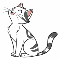 black and white cat vector