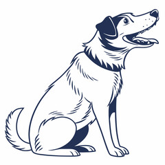vector illustration of a white dog