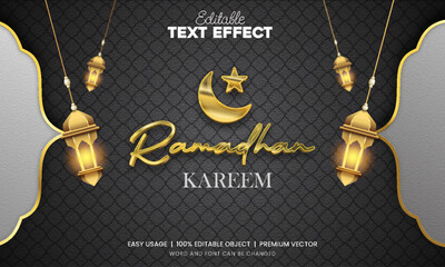 Islamic themed Background with gold frame editable tex effect 4