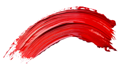 Vibrant Red Brush Strokes on Isolated White Background