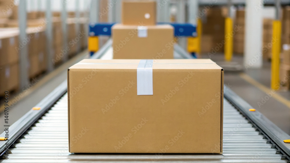 Poster efficient packaging and logistics ensure quality control in warehouse environment where boxes are or