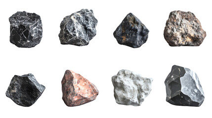 Professional Set of Raw Lithium Ore Isolated on Transparent White Background Image for Adobe Stock Photos