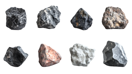 Professional Set of Raw Lithium Ore Isolated on Transparent White Background Image for Adobe Stock Photos