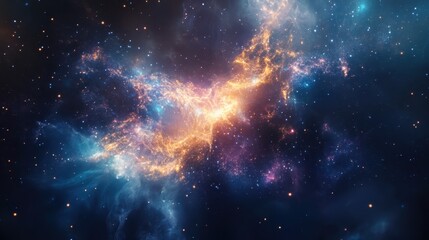 Naklejka premium Cosmic silhouette of a human head surrounded by vibrant galaxies and nebulae in a dreamlike atmosphere