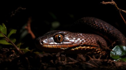 Obraz premium nocturnal brown tree snake