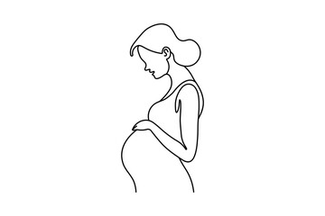 Modern one line art of pregnant woman  minimalist maternity vector design
