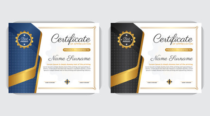 Corporate, modern, colorful and professional diploma certificate or award design for your educational institution, elegant gold certificate design
