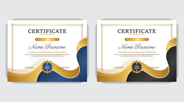Creative, stylish, abstract, colorful and professional diploma certificate or award design for your educational institution, elegant gold certificate design
