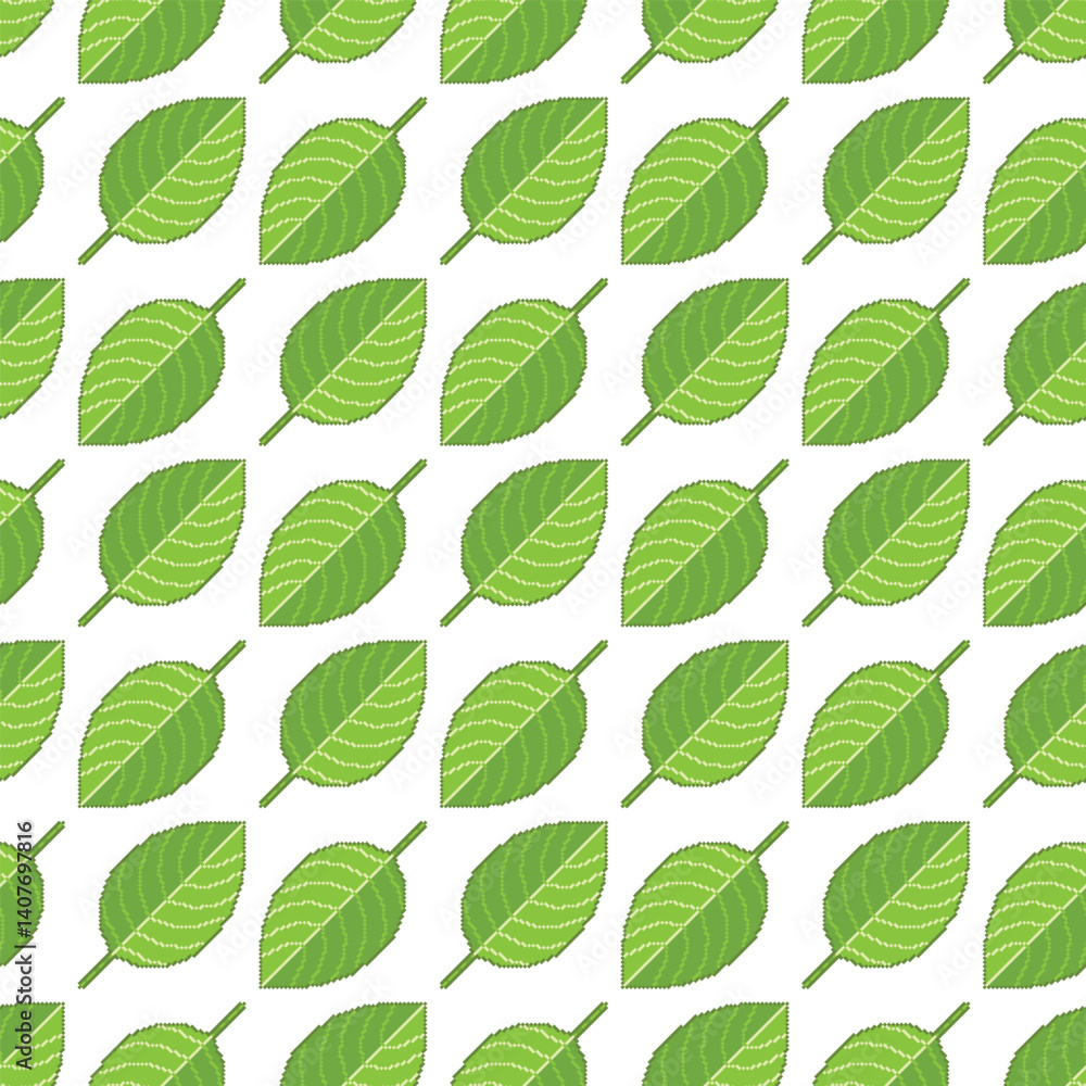 Poster pixel leaf seamless pattern. vector eco background pixel art for 8-bit video game.