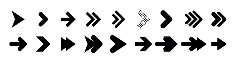 Black halftone arrow icon vector graphic swipe symbol icons design elements illustration set isolated in white background vector illustration