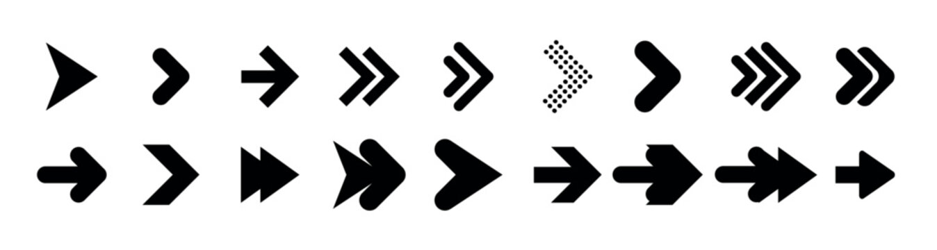Black halftone arrow icon vector graphic swipe symbol icons design elements illustration set isolated in white background vector illustration