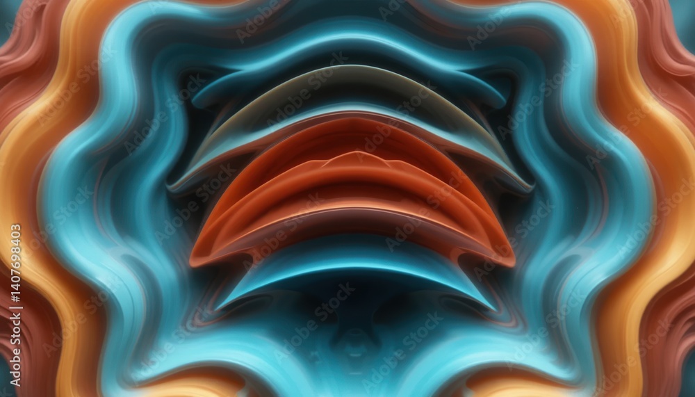 Poster dynamic abstract waves digital art creation colorful fluid patterns visual design close-up perspecti