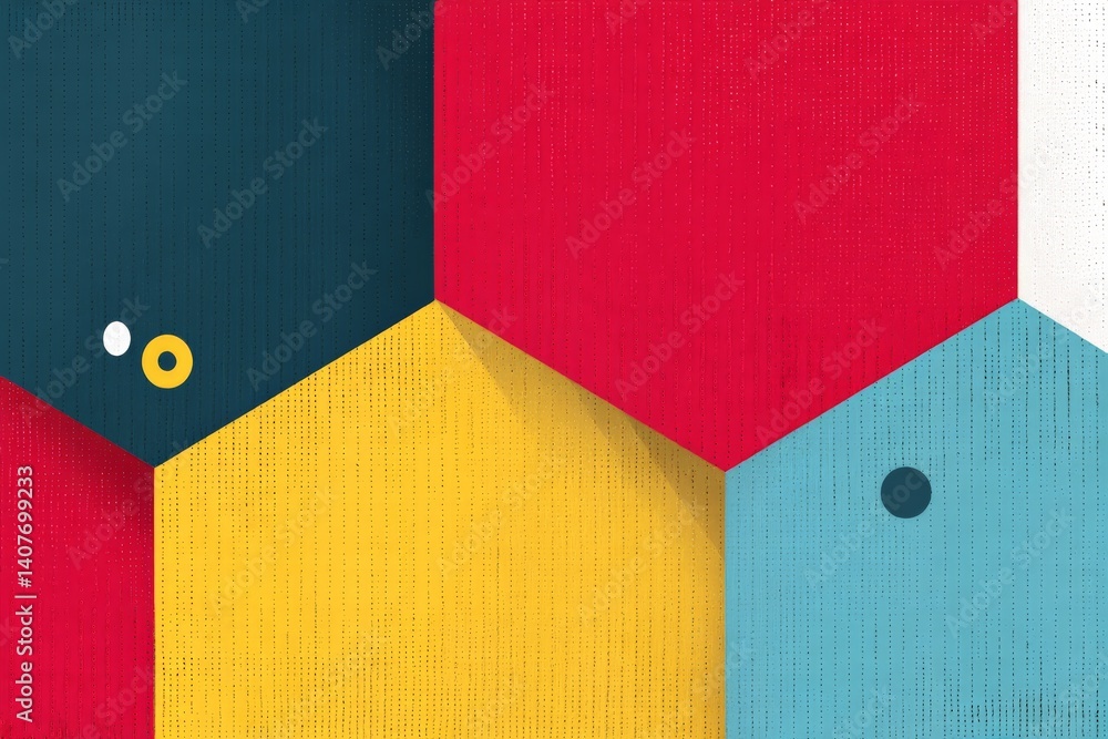 Aufkleber vibrant geometric patterns featuring hexagonal shapes in various colors on a textured surface