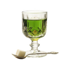 Absinthe preparation with sugar cube and spoon beverage photography elegant presentation