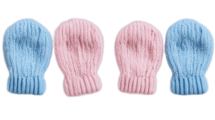 Newborn baby gloves and socks on transparent background