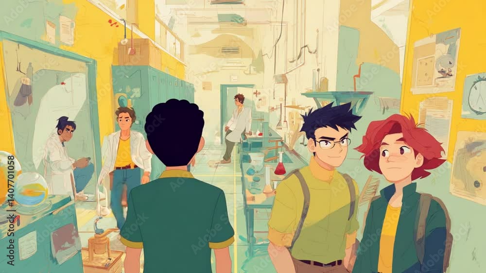 Poster students prepare for an engaging science class at school generative ai