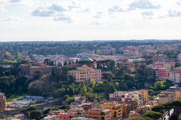 Naklejka premium A cityscape view of the city of Rome, Italy as seen from the top of the Dome of St Peter's Basilica