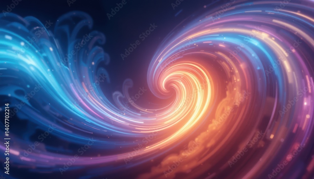 Poster dynamic flow of colorful waves abstract digital artwork vibrant environment close-up view concept of