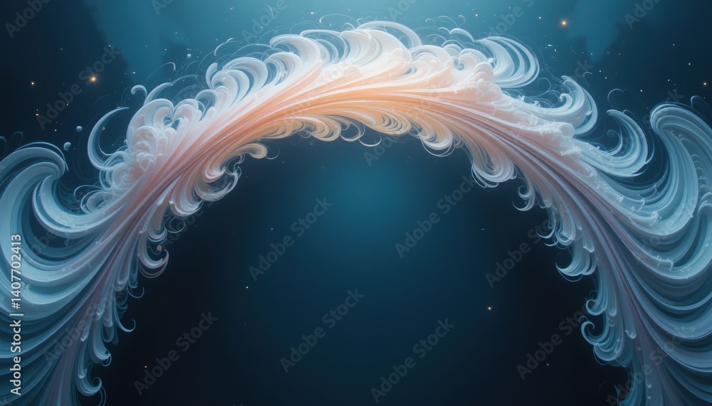 Poster dynamic abstract waves digital art fluid motion blue environment artistic viewpoint visual concept f